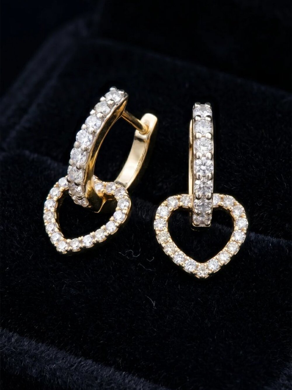 Diamond Interlocking 14K (or 18k upon request) Yellow Gold Hoop Drop Earrings